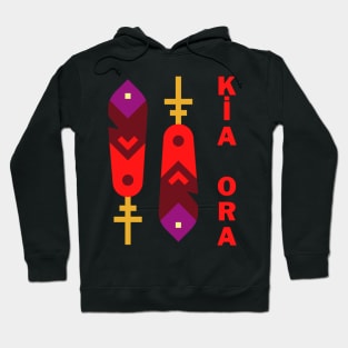 Red Kia Ora and Silver fern Design Hoodie